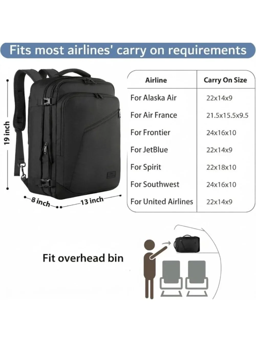 Extra Large Expandable Travel Backpack for Men, Carry-On, Durable & Versatile
